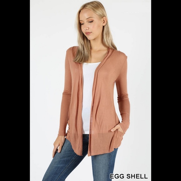 Women's Drape Cardigan Open Front Lightweight Rust - Picture 3 of 3